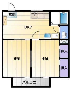 クレール(2DK/1階)の間取り写真