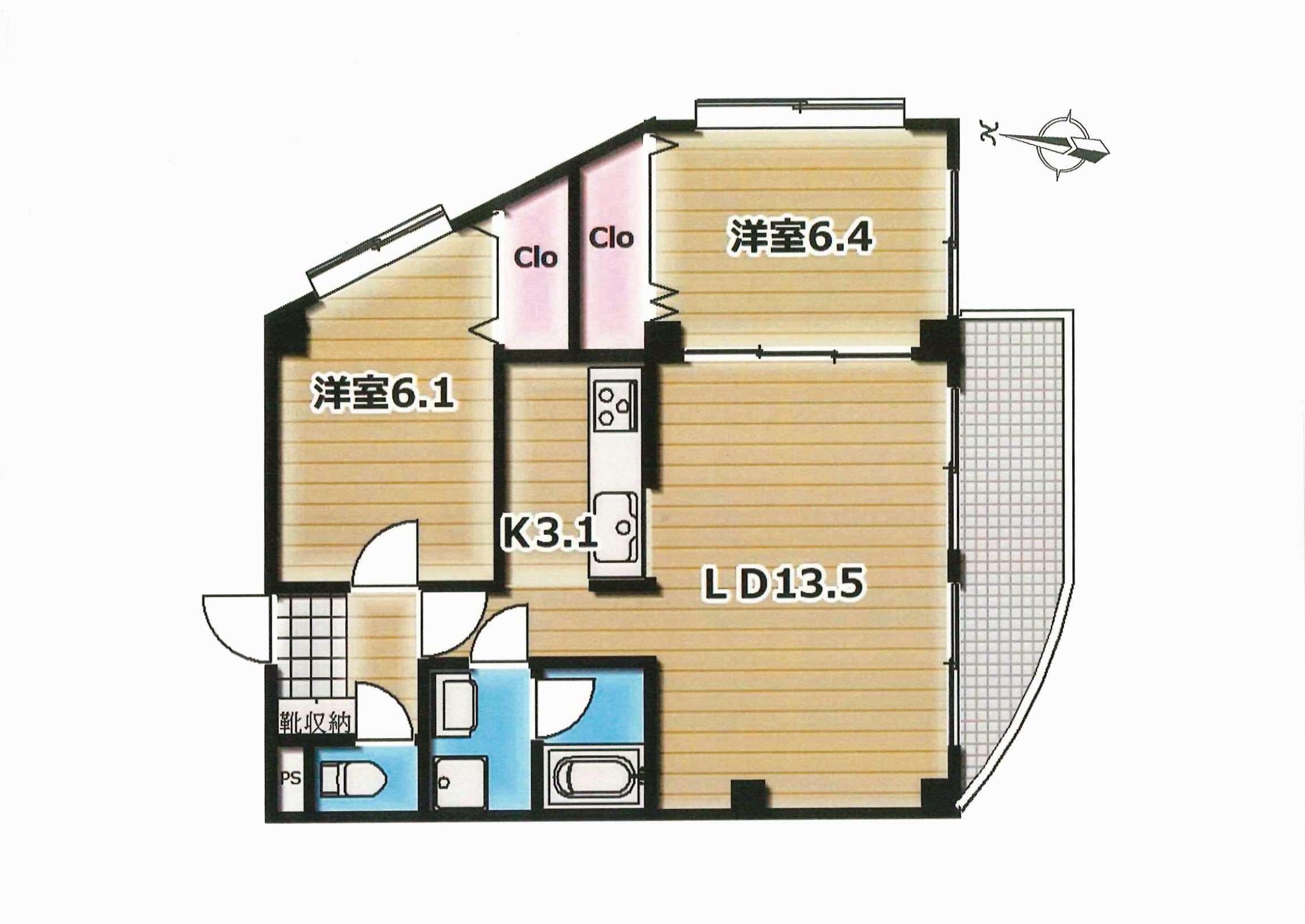 デルフィオーレ成城(2LDK/3階)の間取り写真