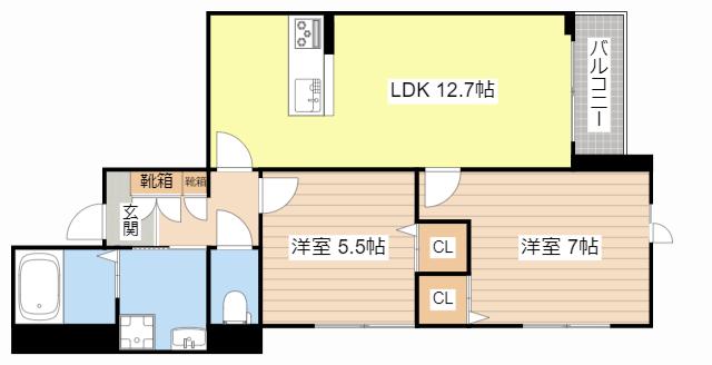 トラスティ エム(2LDK/3階)の間取り写真