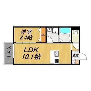 LECOCON 弥富IV(1LDK/2階)の間取り写真