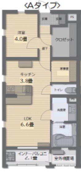 FIGARO(1LDK/2階)の間取り写真