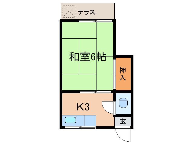 松かげ荘(1K/1階)の間取り写真
