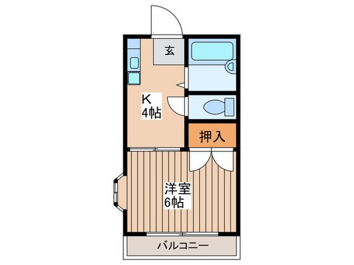 メヌエット(1K/1階)の間取り写真