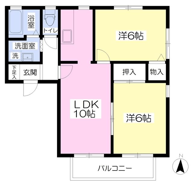 メゾンボヌールA(2LDK/2階)の間取り写真