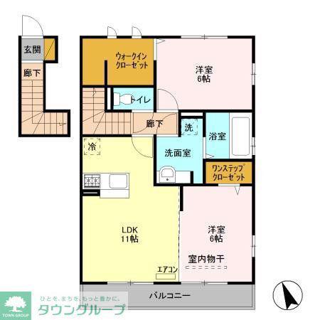シエル エトワール A(2LDK/2階)の間取り写真