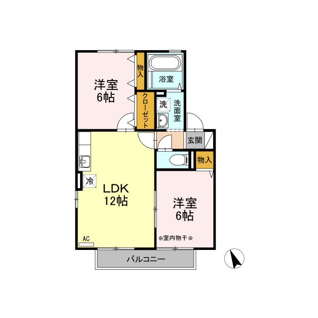 D-ROOM サニーハイツ田園(2LDK/2階)の間取り写真
