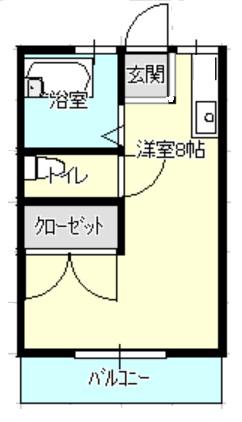 ハイツラベンダー(ワンルーム/1階)の間取り写真