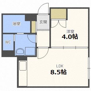 αNEXT札幌第22(1LDK/3階)の間取り写真