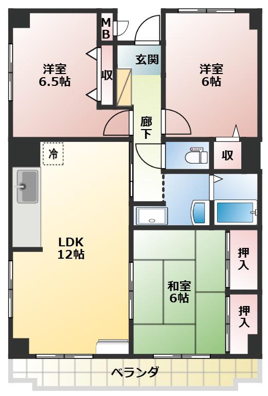 ハーヴェスト本郷(3LDK/5階)の間取り写真