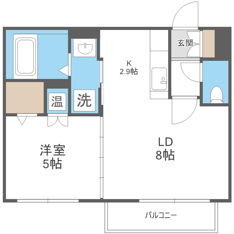 プライマル札幌円山(1LDK/2階)の間取り写真