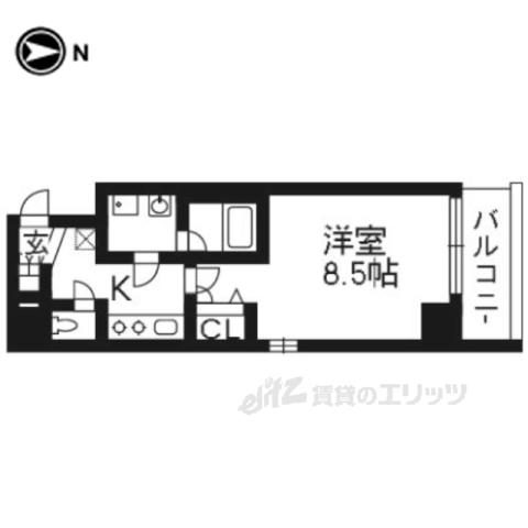 ベラジオ京都洛南グルーブ(1K/6階)の間取り写真