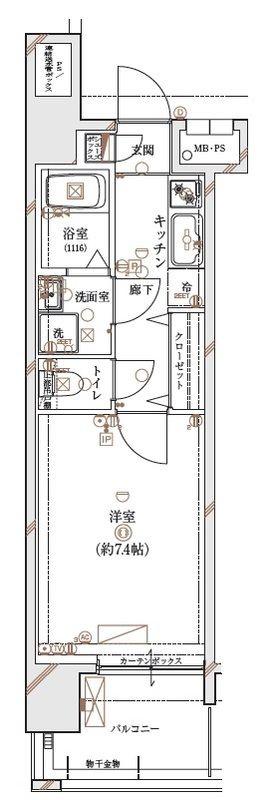 DUARES早稲田(1K/7階)の間取り写真