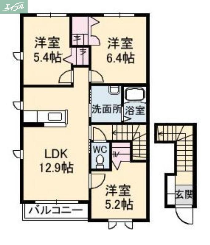 ゼーゲンハイム(3LDK/2階)の間取り写真