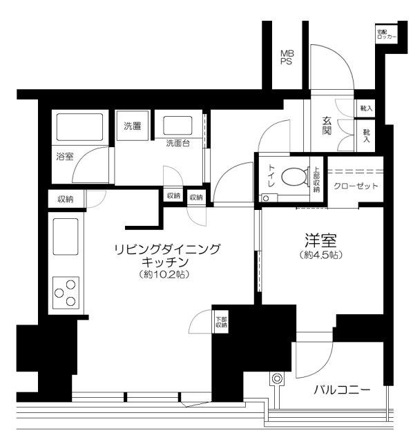 プラウドタワー芝浦(1LDK/28階)の間取り写真