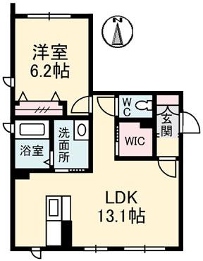 シャーメゾン高柳西町(1LDK/1階)の間取り写真