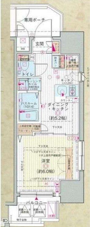 エステムプラザ愛宕虎ノ門レジデンス(1DK/11階)の間取り写真