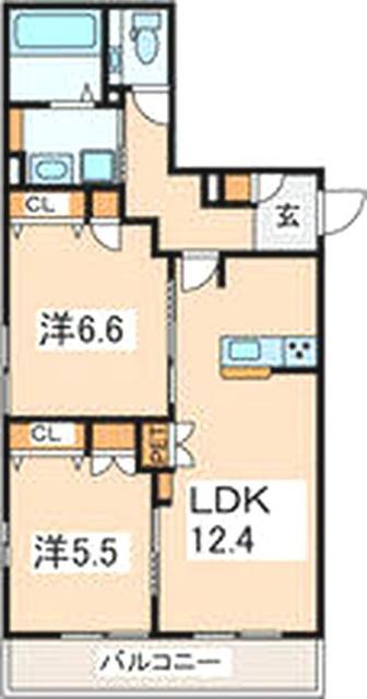 シャトン湘南(2LDK/2階)の間取り写真