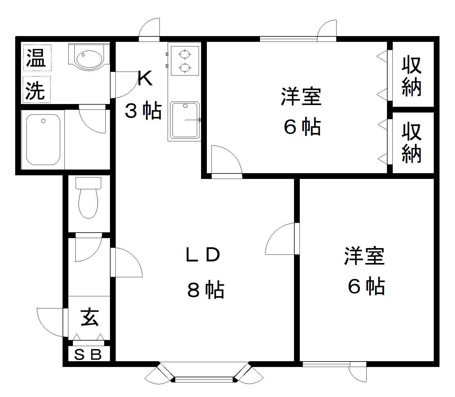 コーポ敬愛(2LDK/1階)の間取り写真