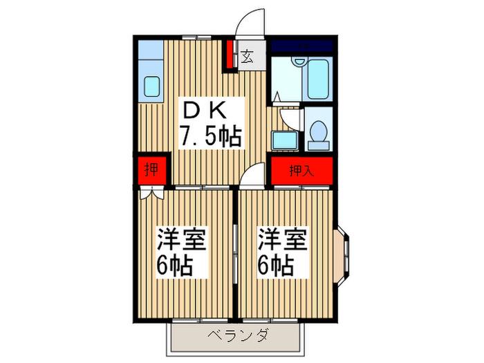 パ-ル・メゾン(2DK/2階)の間取り写真
