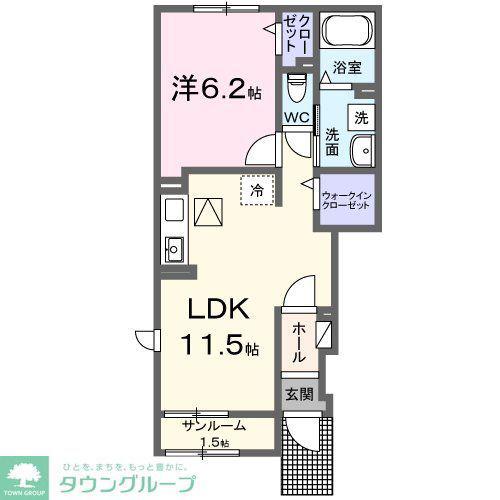 ラルジュ・コリーヌ(1LDK/1階)の間取り写真