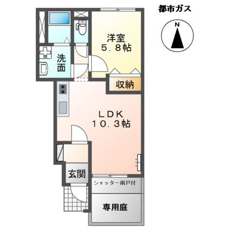 メルヴェーユ2(1LDK/1階)の間取り写真