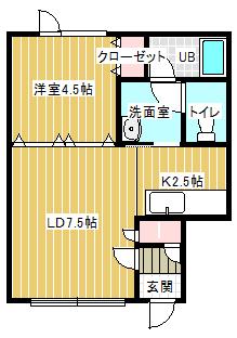 コーポスカイヒルズヴィラ(1LDK/1階)の間取り写真