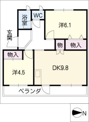 第二 三晃マンション(2DK/1階)の間取り写真