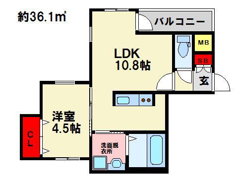 ベルウッドコート塩原(1LDK/3階)の間取り写真