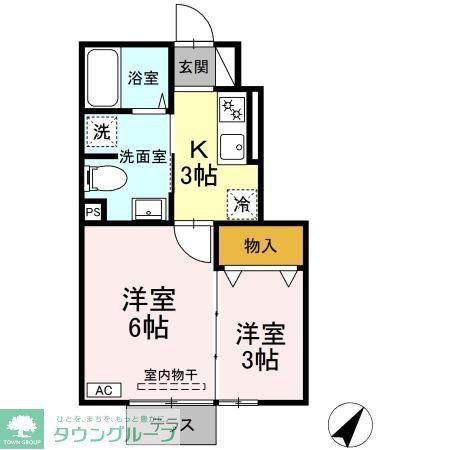 キャトルセゾン東仙台(2K/1階)の間取り写真