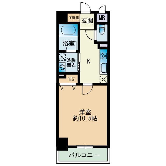グランディール大濠(1K/6階)の間取り写真