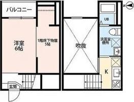 ビックアンブレア(1K/1階)の間取り写真