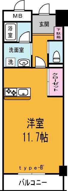 日信ビル(ワンルーム/14階)の間取り写真