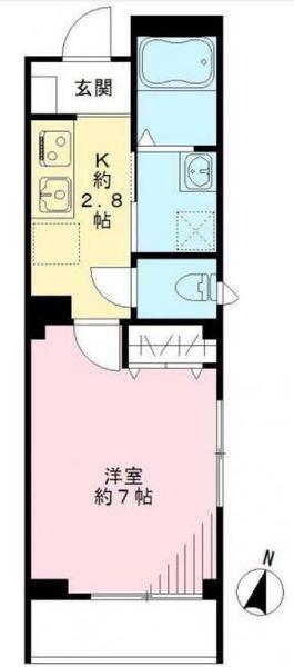 フェリチェ菊川(1K/1階)の間取り写真