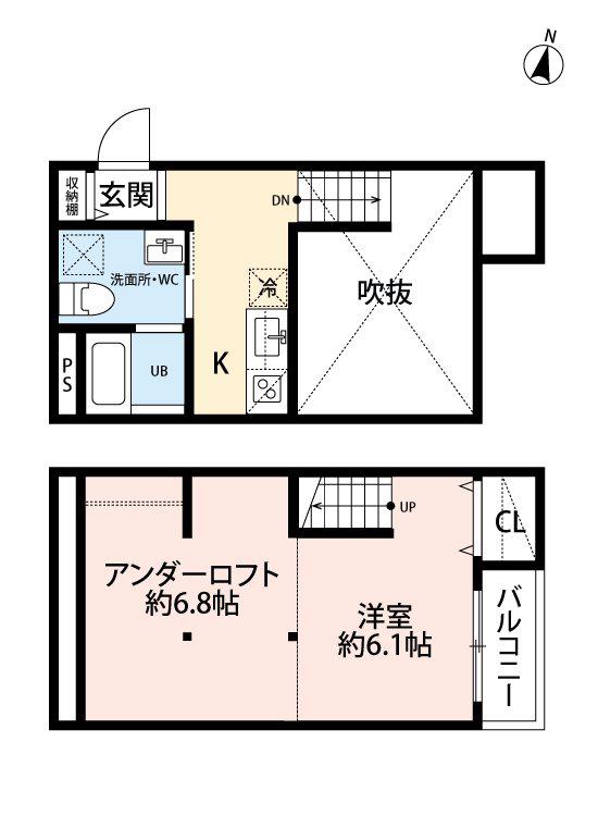 T.A花園3丁目 (1SK/2階)の間取り写真