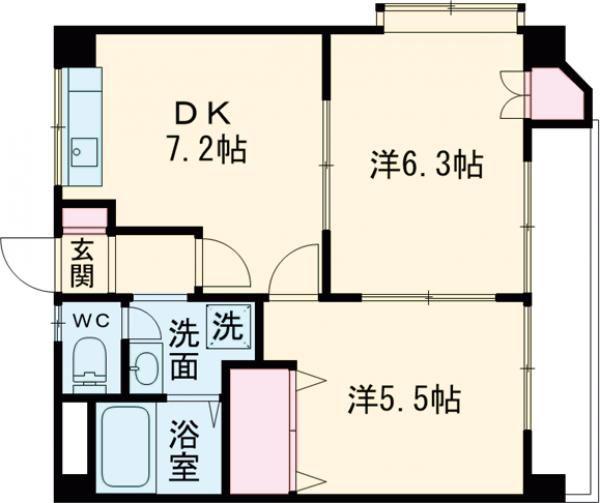 ジョイフラットIII(2DK/4階)の間取り写真