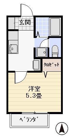 SUN CITY K(1K/1階)の間取り写真