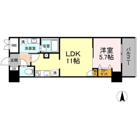 ダイワシティー庄内通(1LDK/3階)の間取り写真