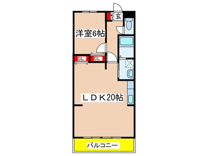 プラーンソレイユ密柑山2(1LDK/3階)の間取り写真