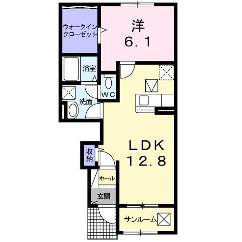 プラシード(1LDK/1階)の間取り写真
