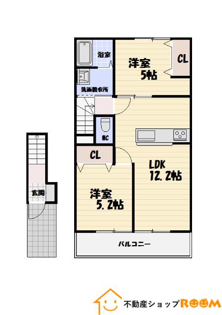 クレストガーデン柳川 C棟(2LDK/2階)の間取り写真