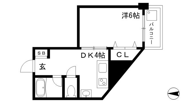 シティハイツ二宮(1DK/3階)の間取り写真