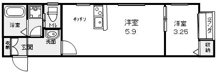 ノーブルハウス(2K/2階)の間取り写真