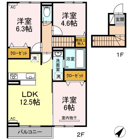 メルベージュ(3LDK/2階)の間取り写真