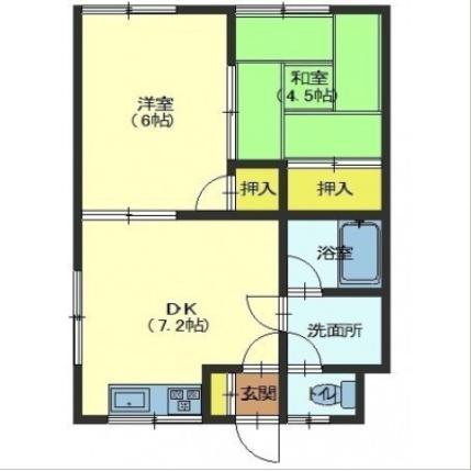 ハイツ名和(2DK/2階)の間取り写真