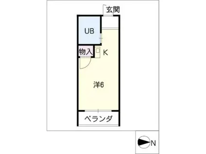 ヴィラージュ橘(ワンルーム/2階)の間取り写真