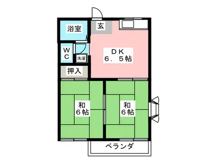 タンデム加藤(2DK/2階)の間取り写真