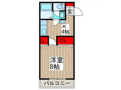 メゾントレゾア(1K/1階)の間取り写真