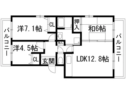 エステートプラザ伊丹(3LDK/3階)の間取り写真