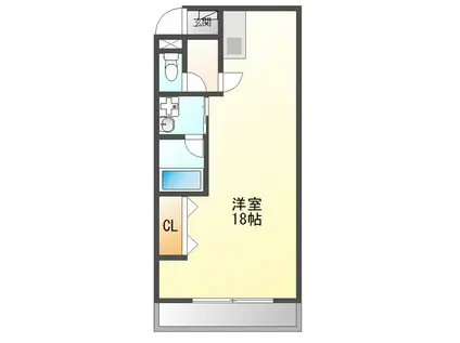 プラッサ参番館(ワンルーム/1階)の間取り写真