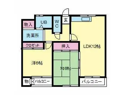 ゴールドハイツ湯川(2LDK/2階)の間取り写真